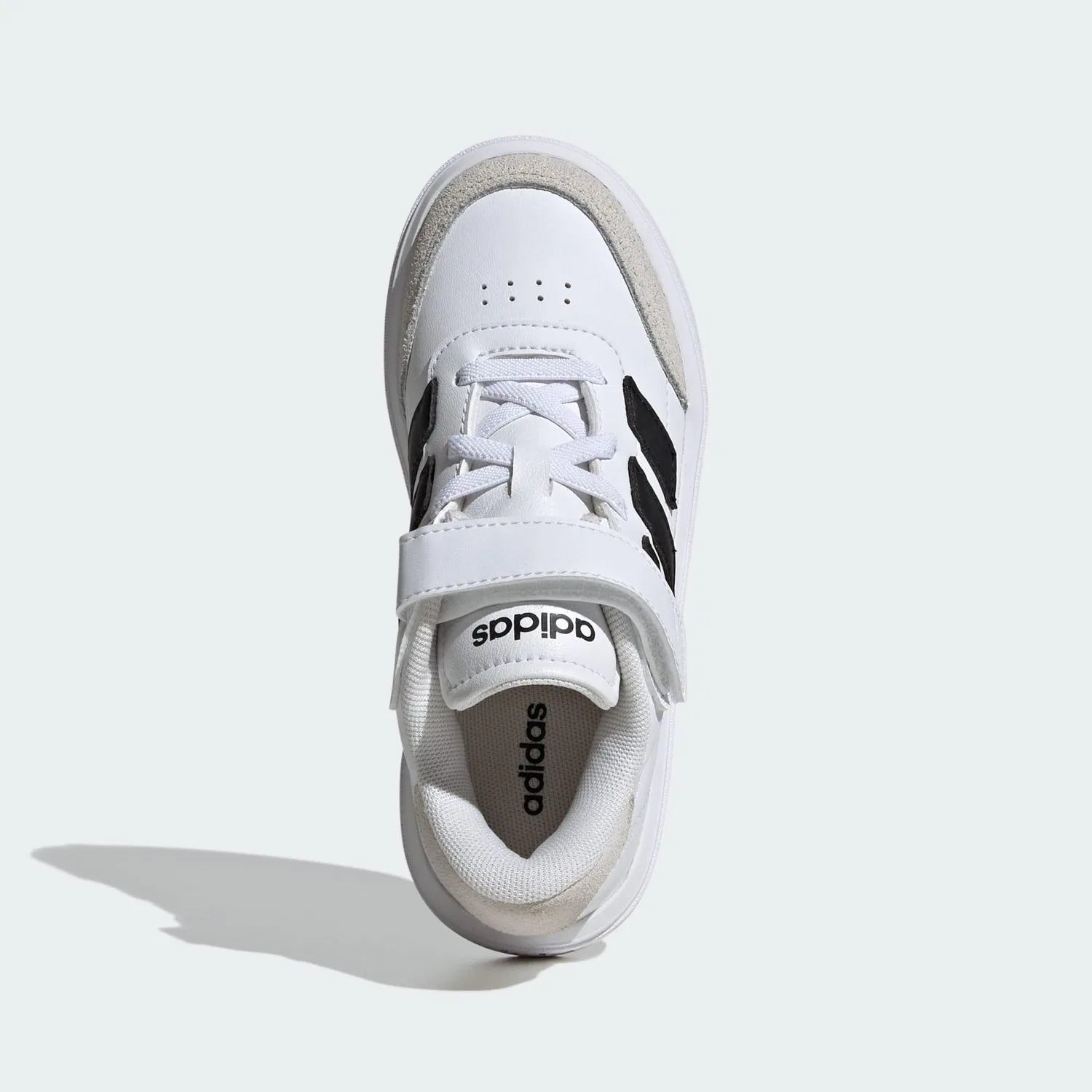 Детские классические спортивные кожаные кроссовки Courtblock Adidas, Цвет Weiss Schwarz Grau — фото 3
