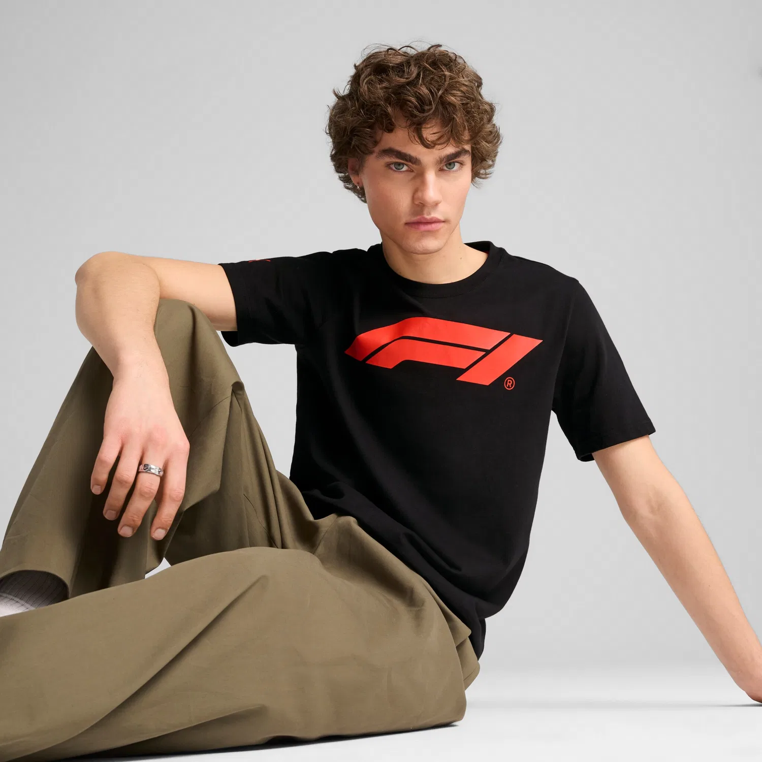 Детская хлопковая футболка Regular Fit с логотипом F1 PUMA, Black
