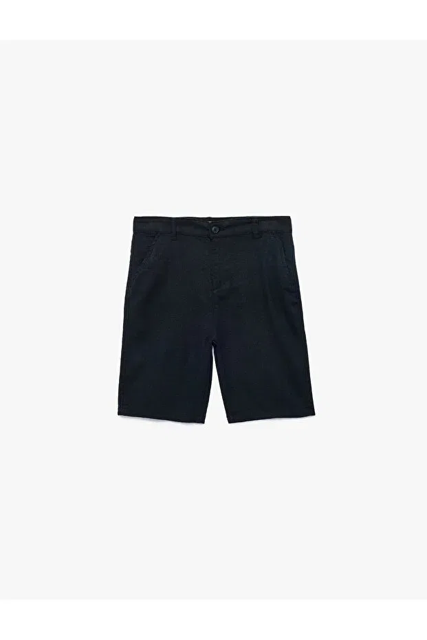 Детские шорты для мальчиков с застежкой на пуговицы Koton, Navy Blue — фото 3