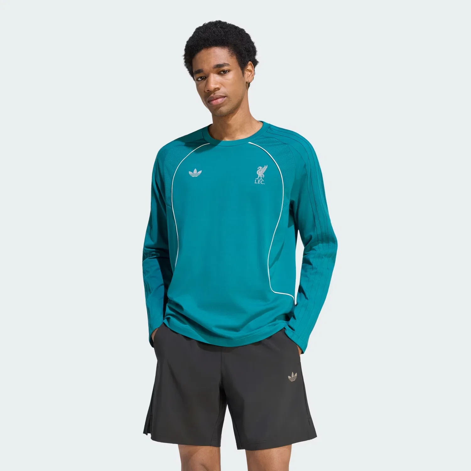 Мужская футболка с длинным рукавом и вставками из сетки Teamgeist 26 Adidas Originals, бирюзовый