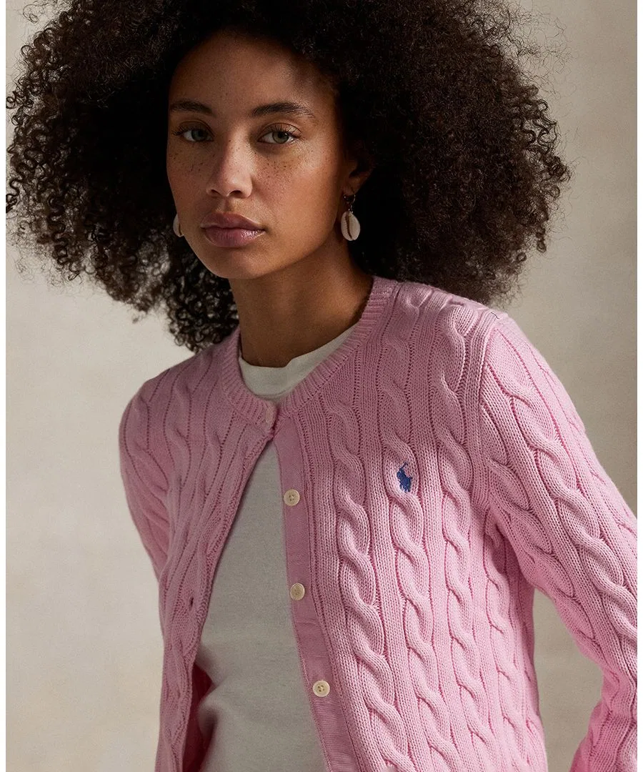 Кардиган женский с воротником-гольф из хлопка Polo Ralph Lauren, Carmel Pink — фото 3