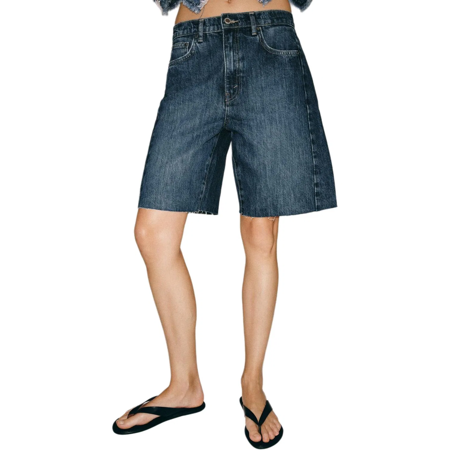 Женские джинсовые шорты ZW Denim Shorts ZARA, Blue — фото 4