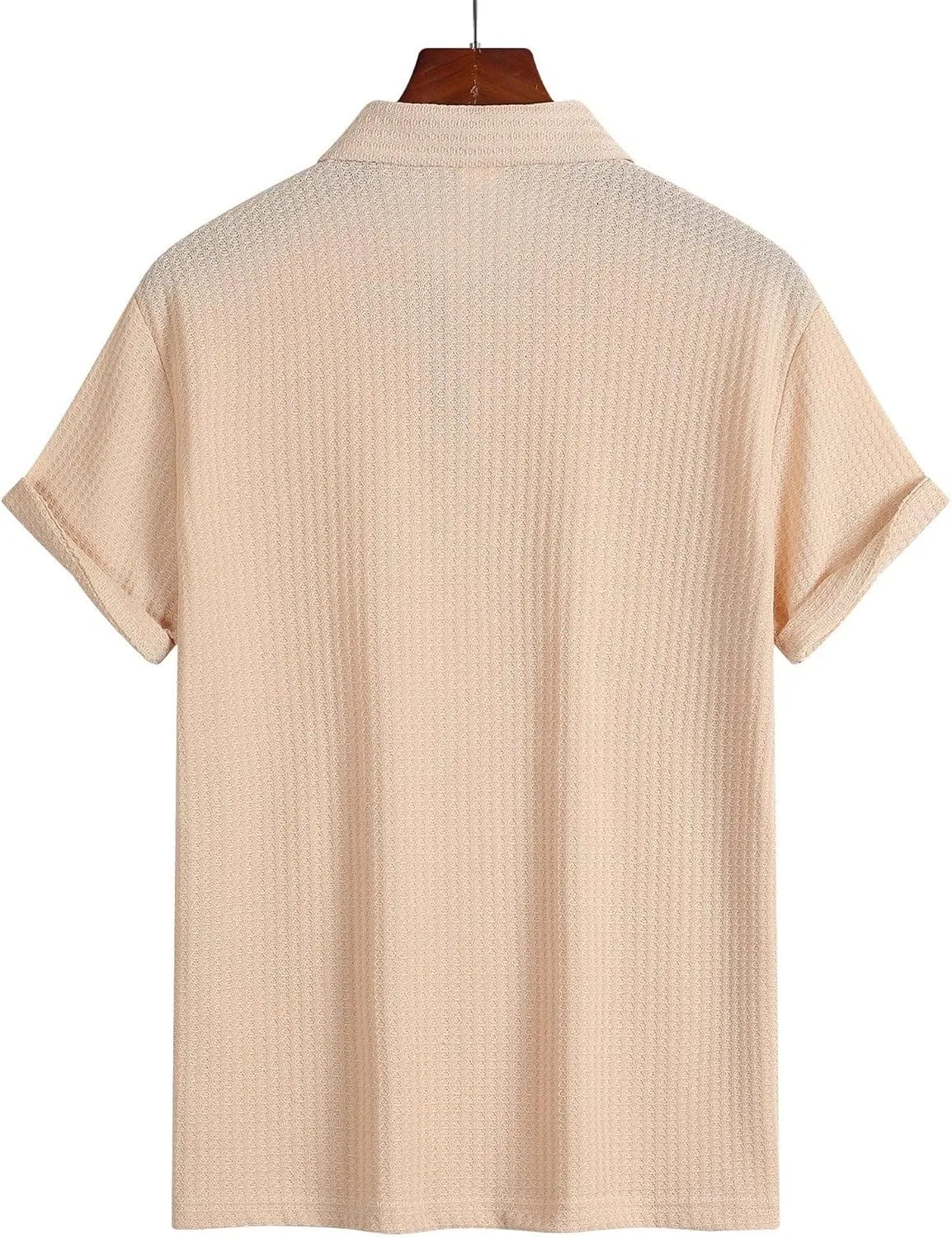 Мужское поло с коротким рукавом, Slim Fit, хлопковое, бежевый — фото 4