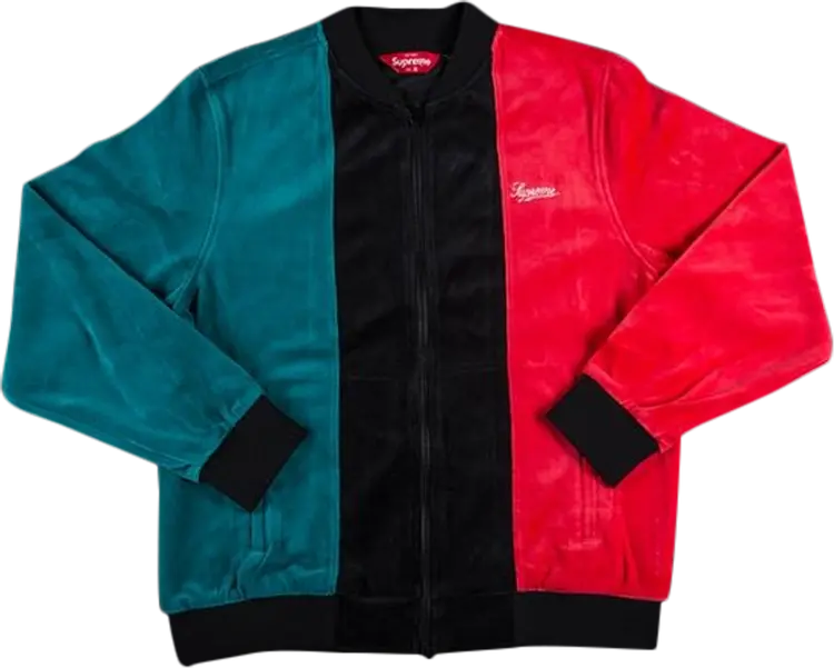 

Толстовка Supreme Velour Zip Up Sweatshirt 'Black', черный