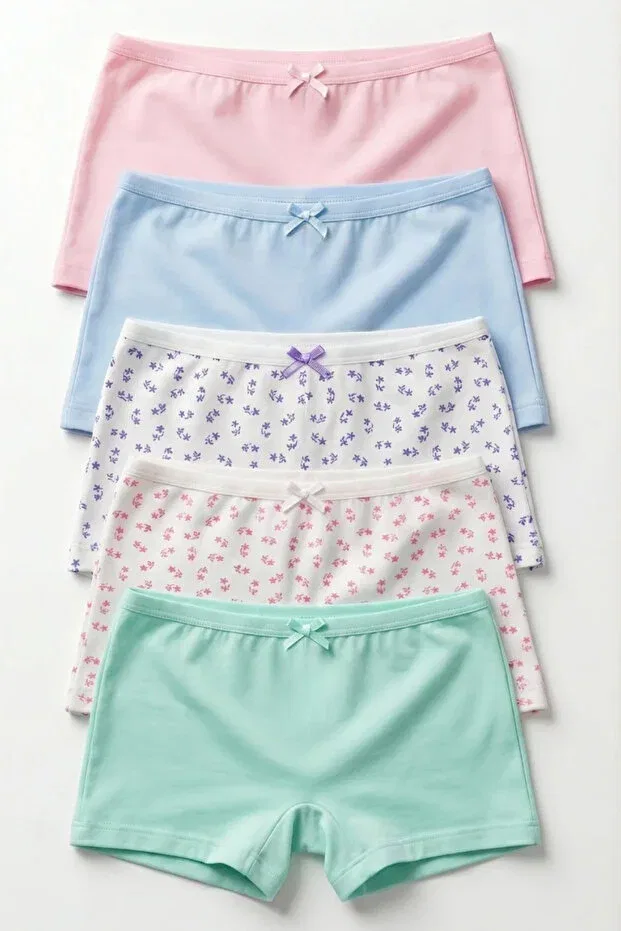 Детские боксеры для девочек с принтом Pack of 5 floral patterned girls' boxers multi-colored Katia&Bony, Multicolored