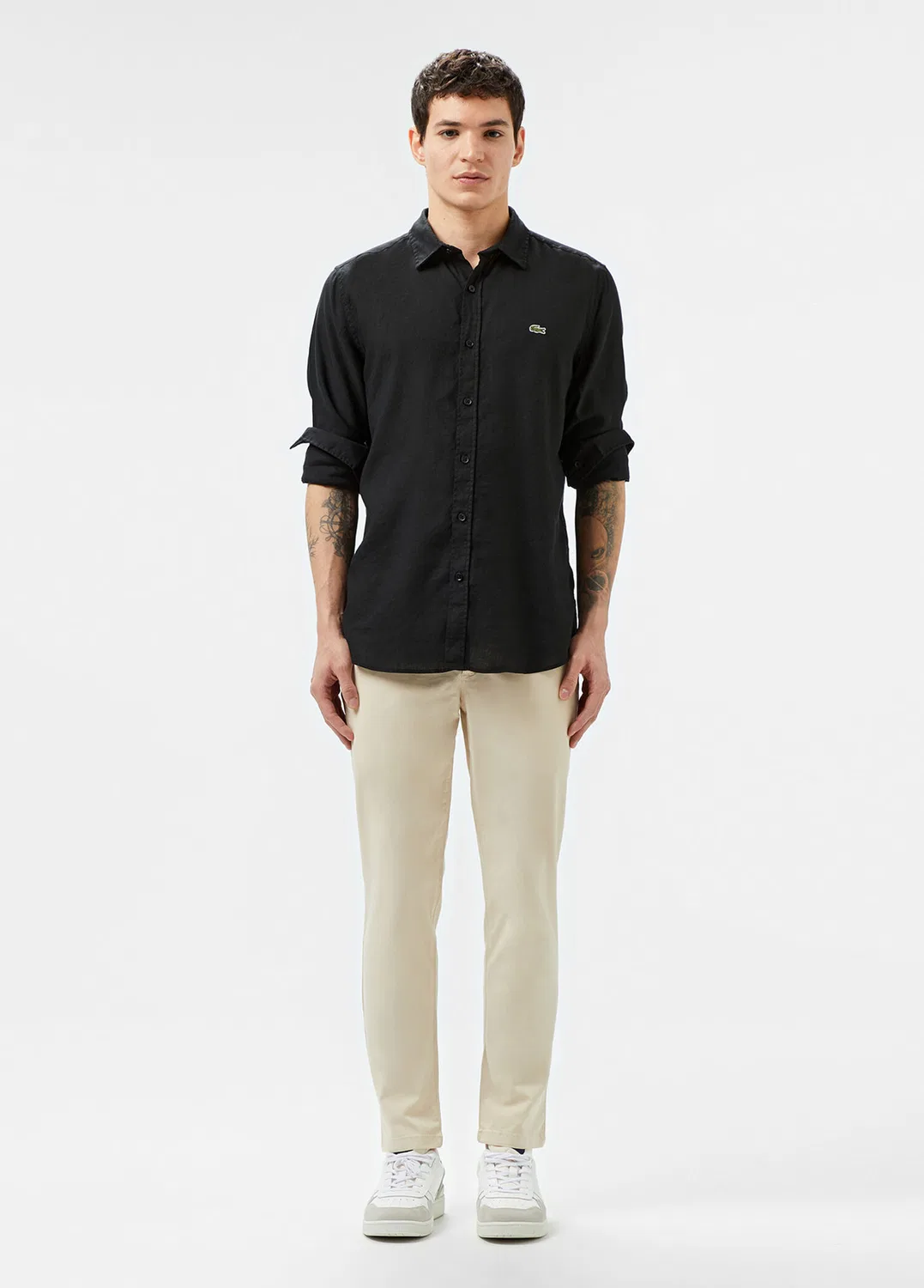 Рубашка slim fit Lacoste, черный — фото 4