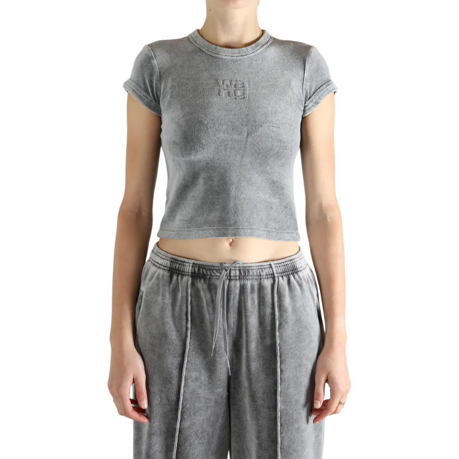 Женская футболка с круглым вырезом из вымытого сплава цвета Alexander Wang, Washed Alloy Color — фото 3