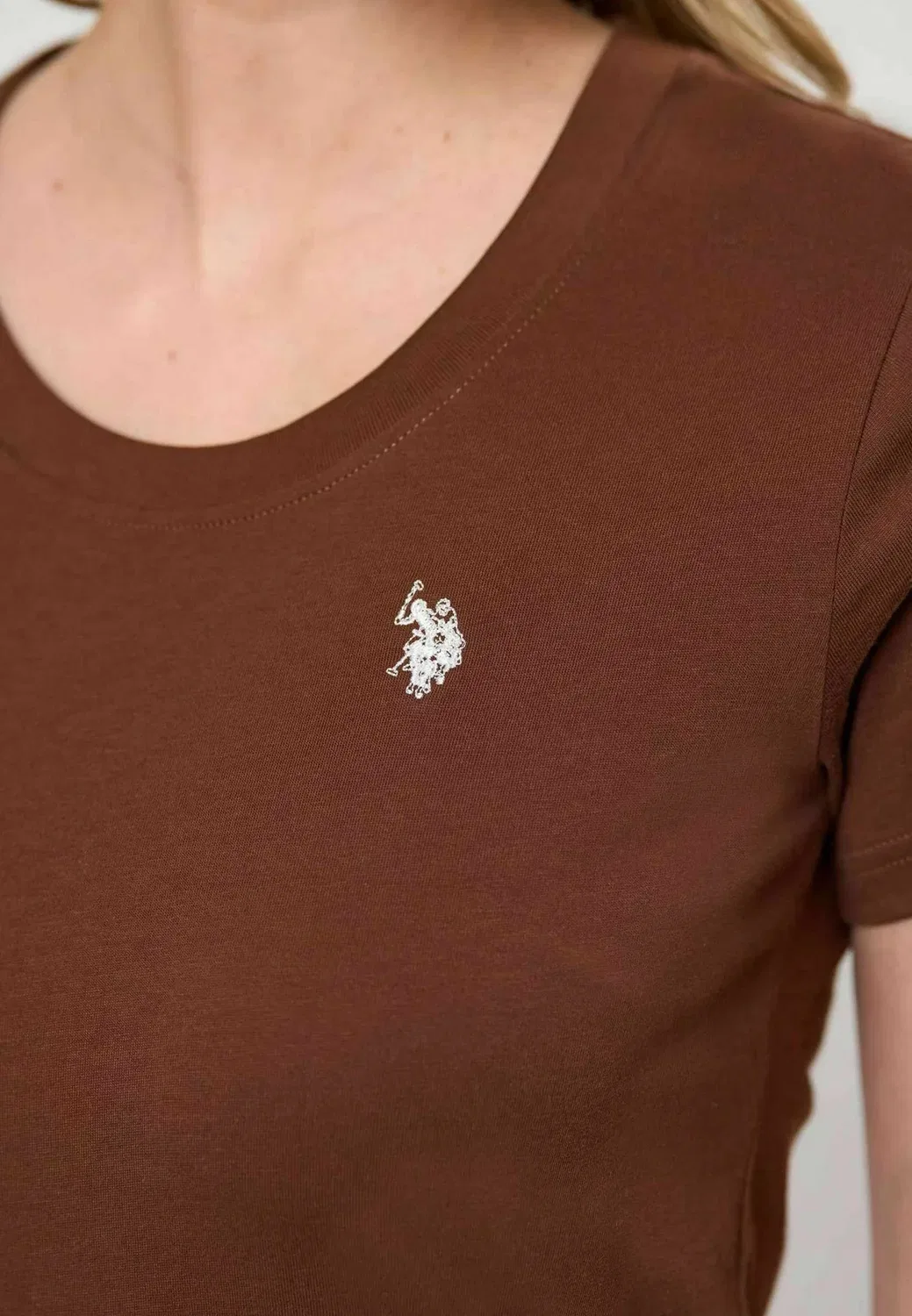 Футболка Uwamy - базовая футболка U.S. Polo Assn., Chestnut — фото 4