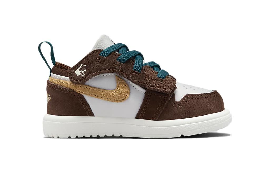 Низкие противоскользящие износостойкие кроссовки Air 1 Low Alt SE для малышей Jordan, желтый/коричневый — фото 3
