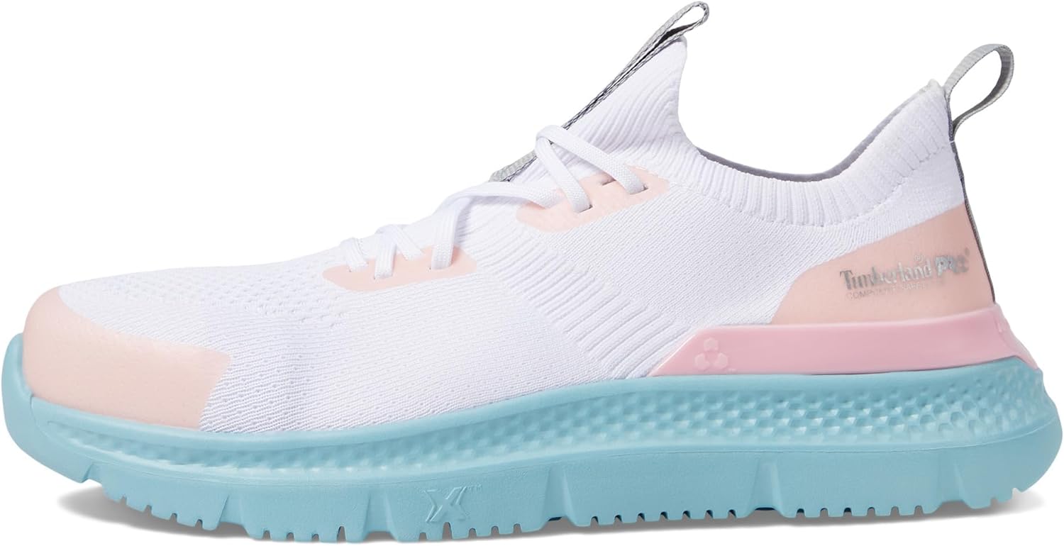 Timberland PRO Setra Knit Composite Safety Toe женские кроссовки - дышащий верх - съемная стелька, White/Peach — фото 4