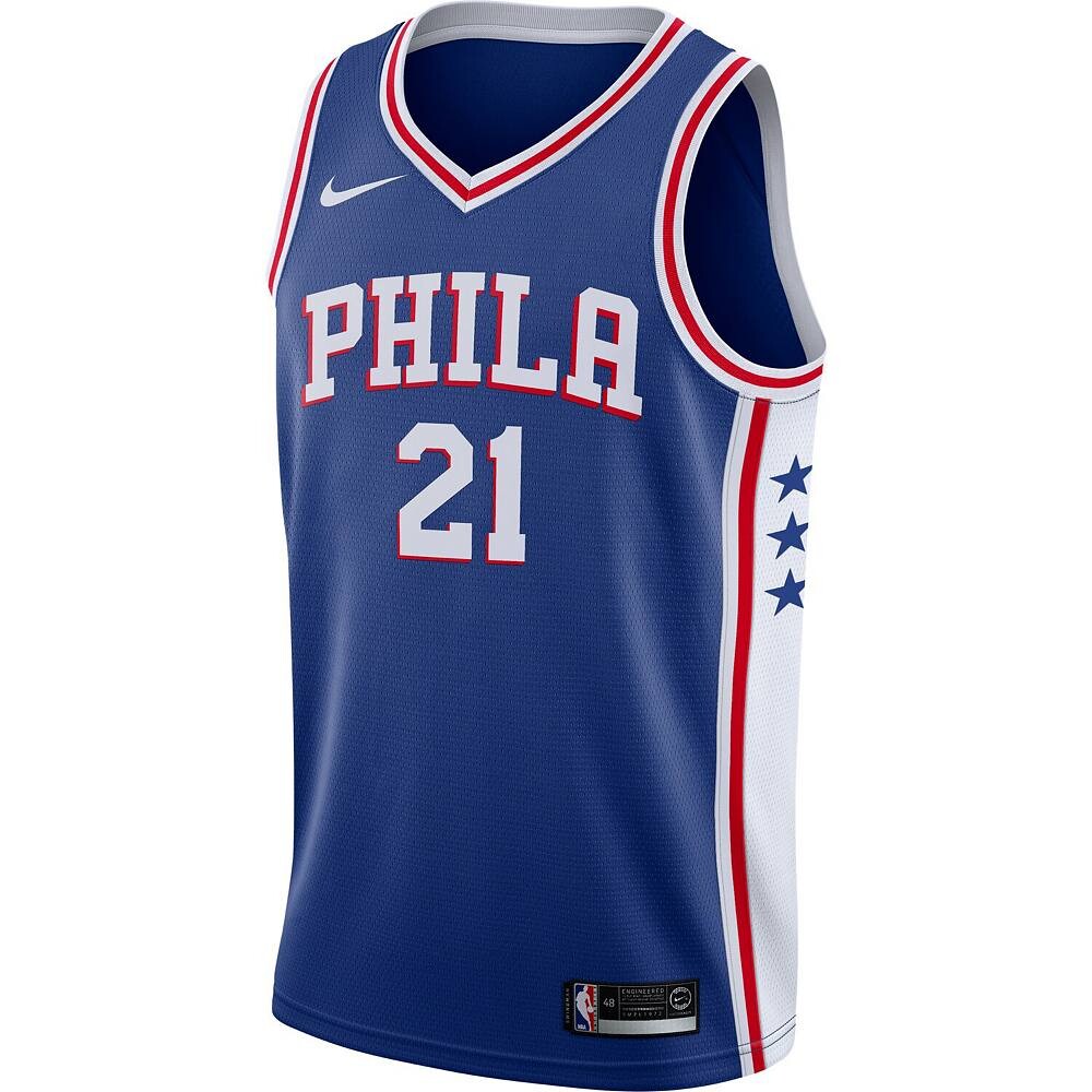 Мужская майка Nike Joel Embiid Royal Philadelphia 76ers Swingman — Icon Edition, синий — фото 2