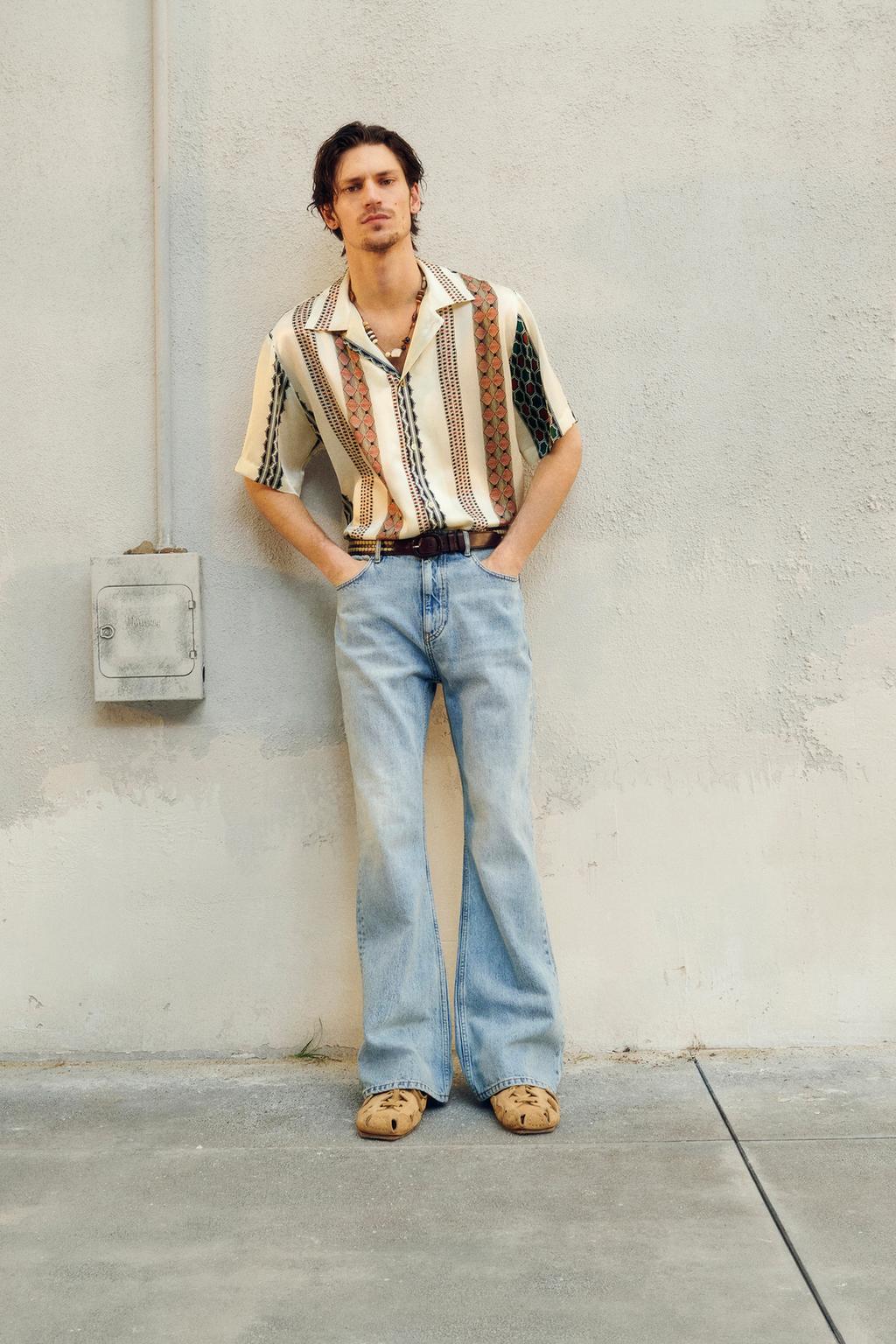 

Атласная шелковая рубашка ZARA, цвет Printed