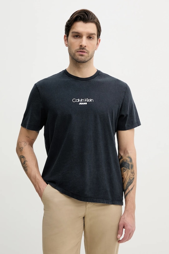 

Хлопковая футболка Calvin Klein Jeans, темно-синий