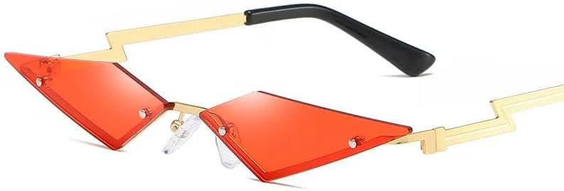 

Солнцезащитные очки «кошачий глаз» в металлической оправе, винтажные зеркальные солнцезащитные очки для мужчин и женщин, модные очки треугольной формы для дам UQKY, Red