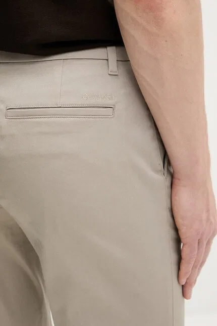 Брюки из эластичного хлопка slim fit Calvin Klein, бежевый — фото 4