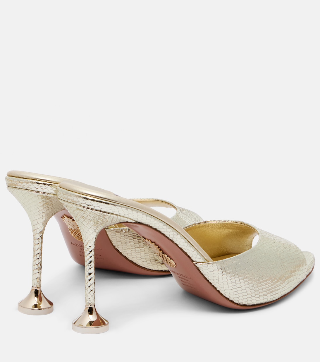 Босоножки Bisous 85 из тисненой кожи Aquazzura, Platino — фото 2