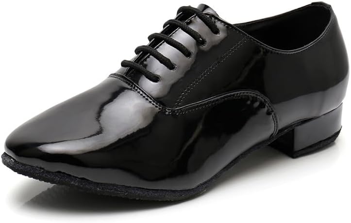 

Мужские латинские танцевальные туфли AOQUNFS, черная лакированная кожа, бальные туфли для танго и сальсы, модель 8002