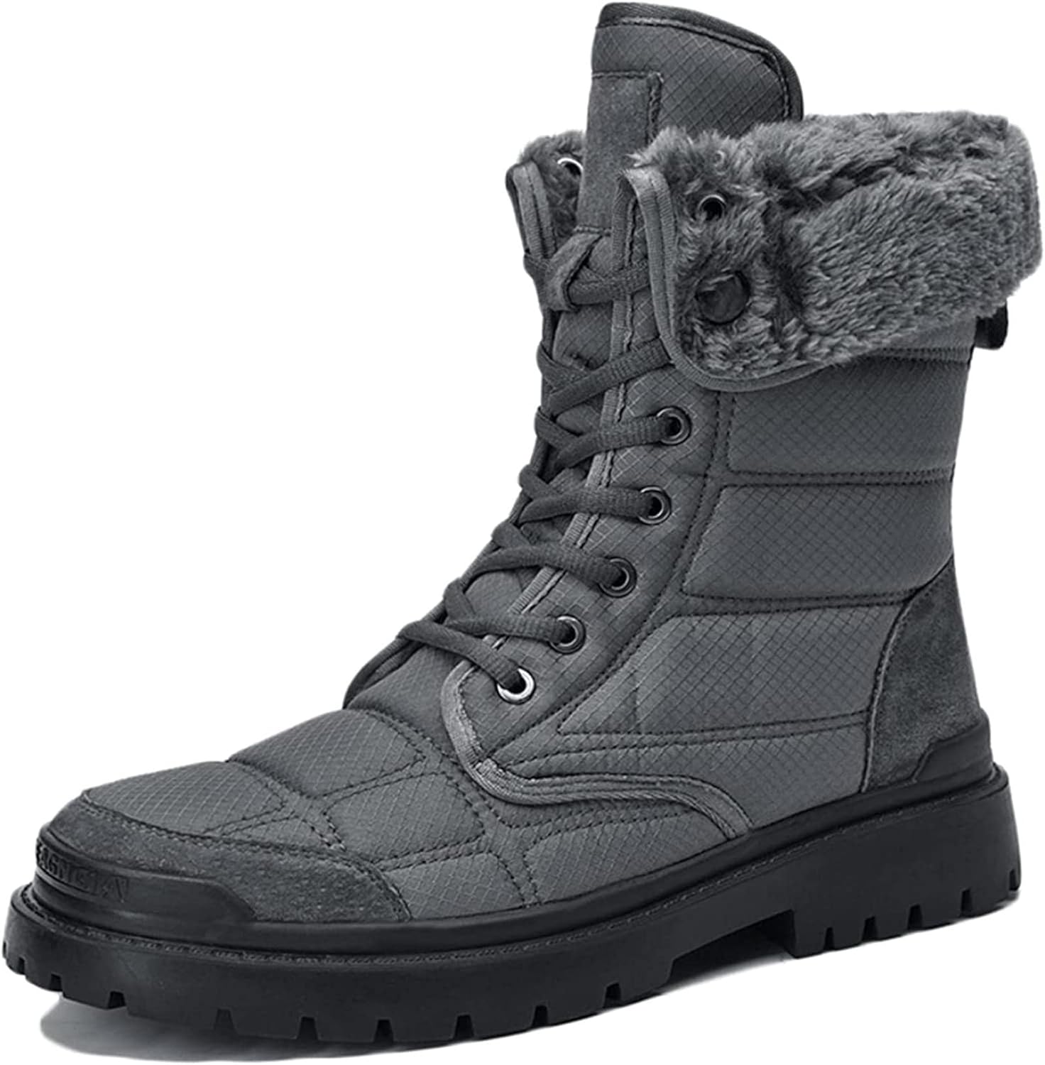 

Мужские теплые ботинки Yiozoi с мехом до щиколотки, зимние, для улицы, носимые, для прогулок, шнуровка, высокие, повседневные мужские снежные ботинки, серый