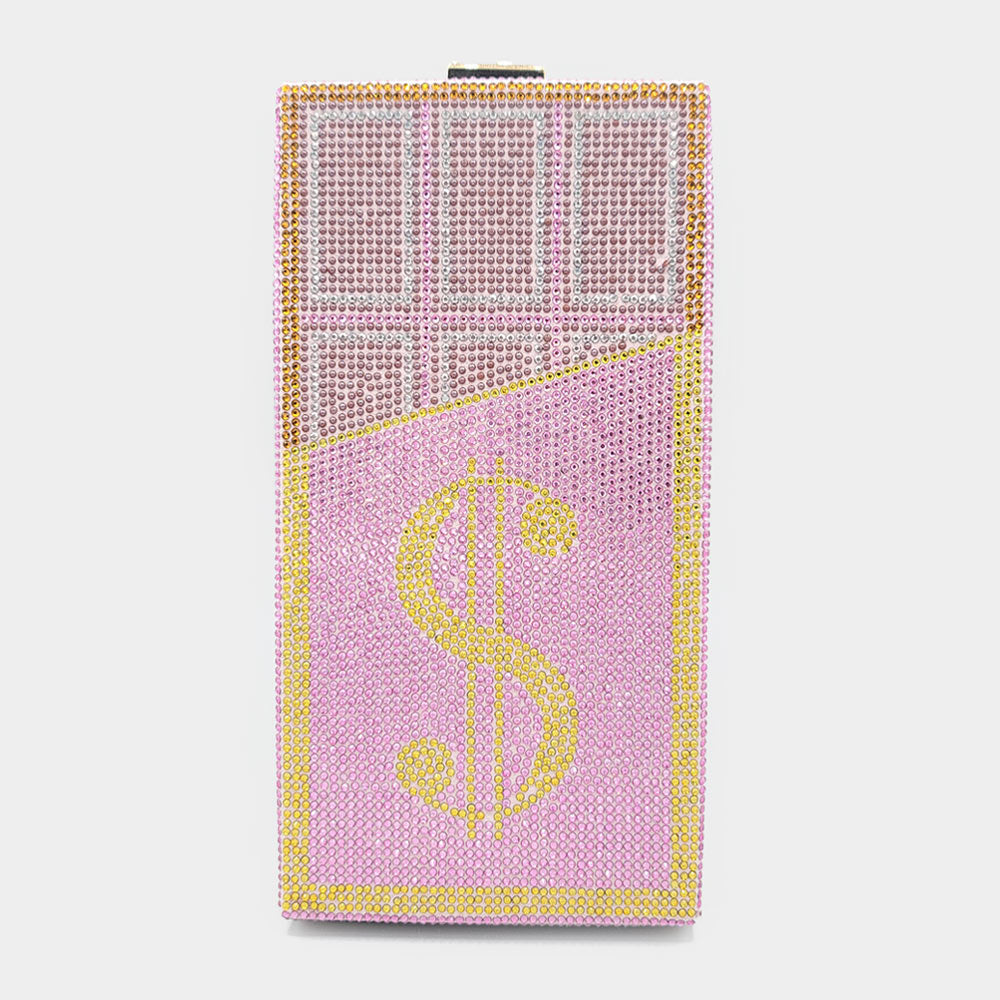 

Блестящий клатч с долларовым принтом FASHNZFAB, розовый