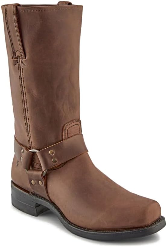 

Мужские ботинки Frye Harness 12R с верхом из масляной кожи, протекторной подошвой с насечками и каблуком из многослойной кожи, а также фурнитурой из никеля и латуни - высота голенища 12 дюймов