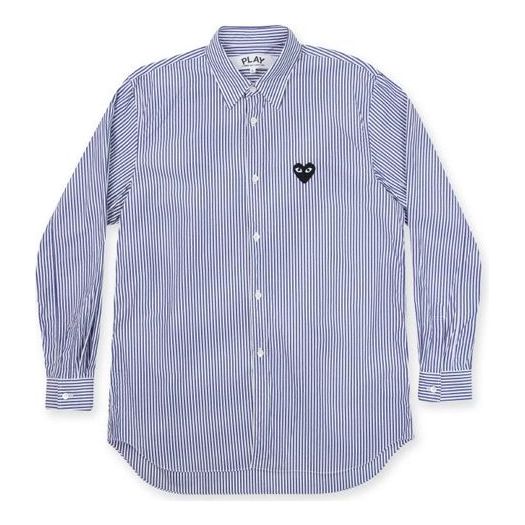 

Рубашка black emblem striped button down 'blue' Comme Des Garcons Play, синий