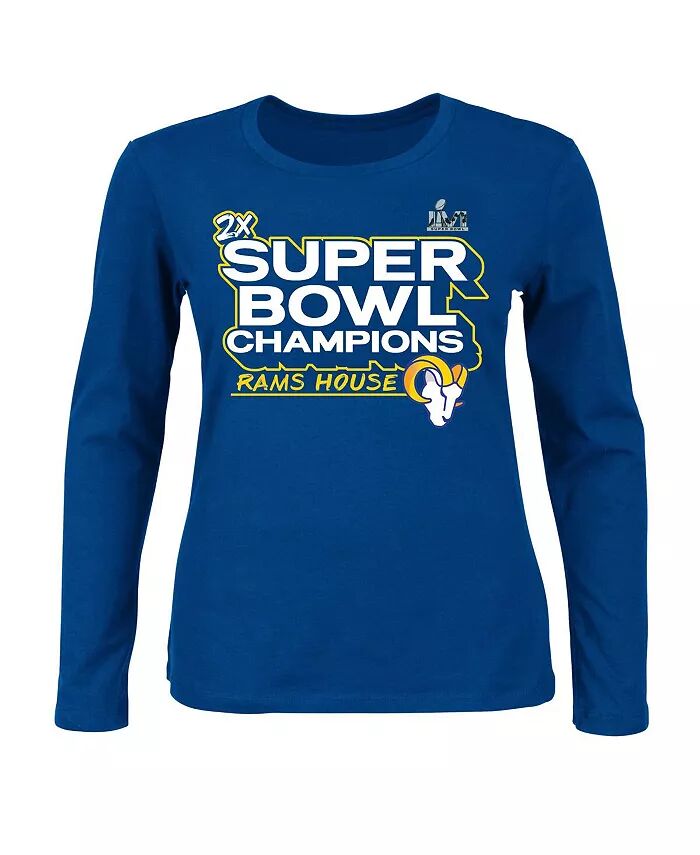 

Женская футболка Royal Los Angeles Rams Super Bowl LVI Champions Parade с длинным рукавом и глубоким вырезом большого размера Fanatics