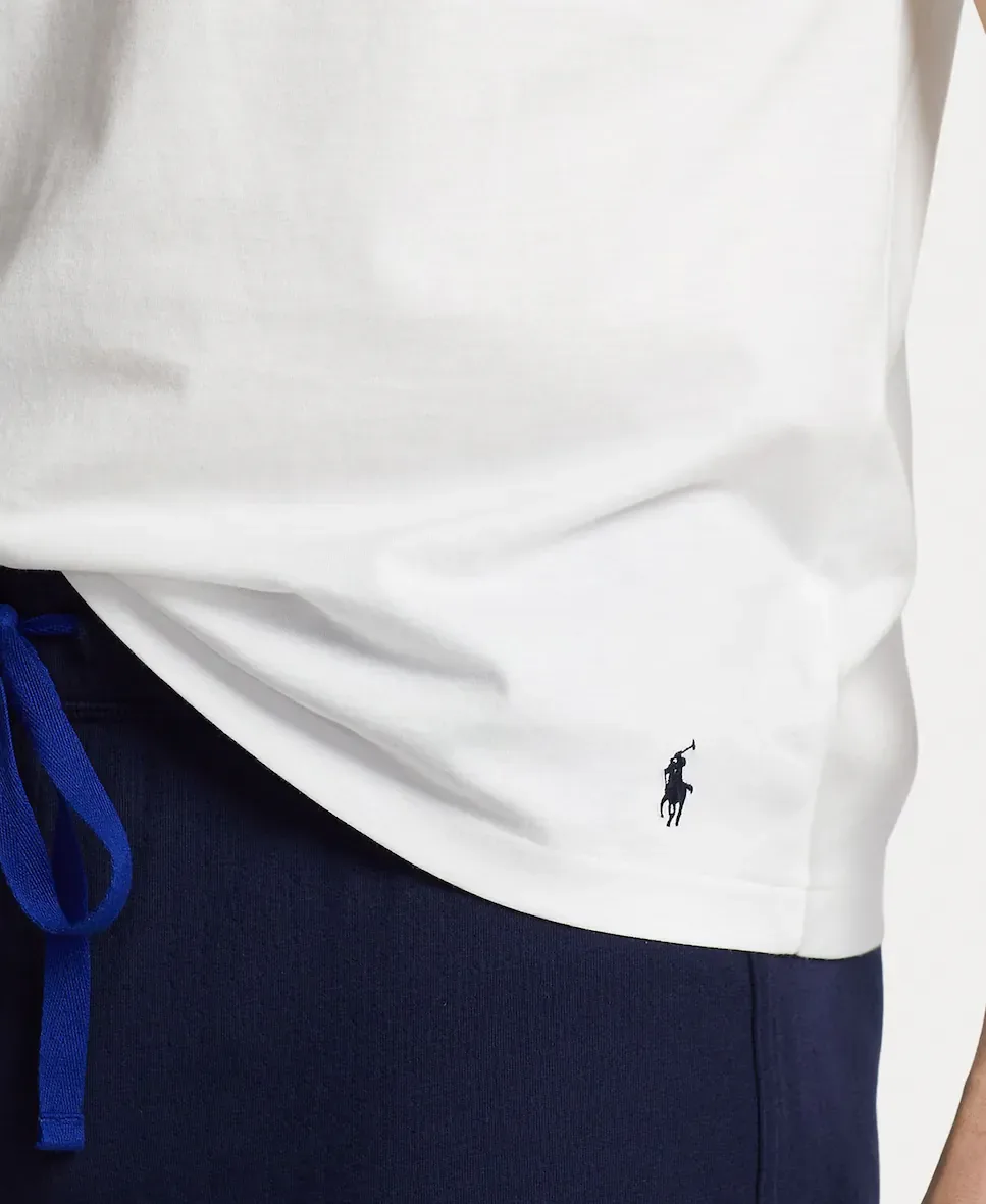 Мужская пижамная футболка из хлопкового трикотажа с логотипом Polo Ralph Lauren, белый — фото 3
