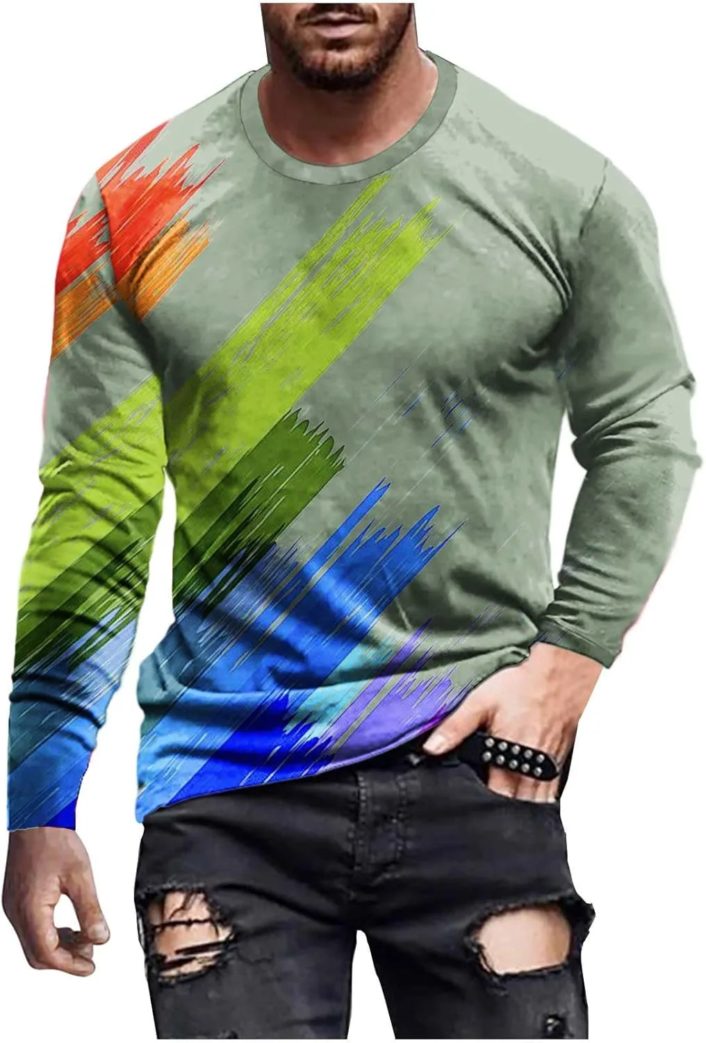 

Мужская футболка с длинным рукавом Tie Dye Zeiyignr