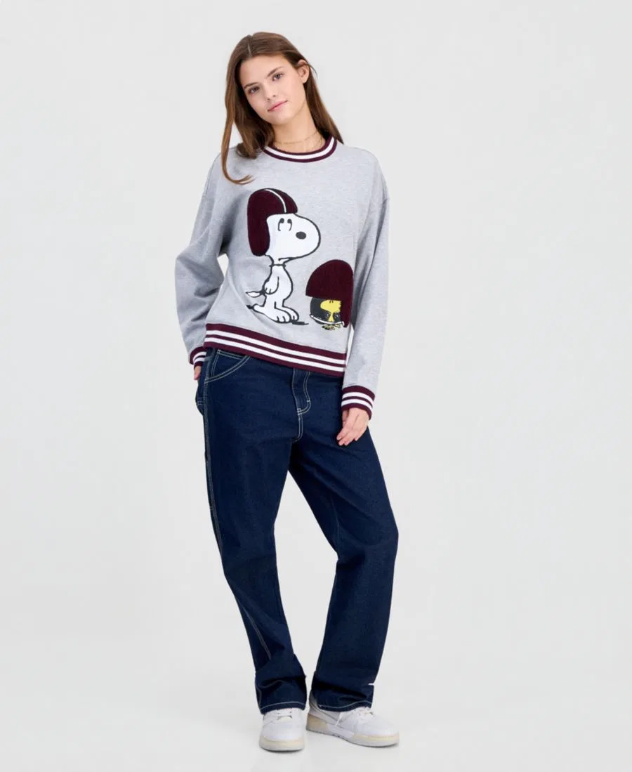 Свитшот с графикой Snoopy Football Peanuts, Heather Lt Grey — фото 2