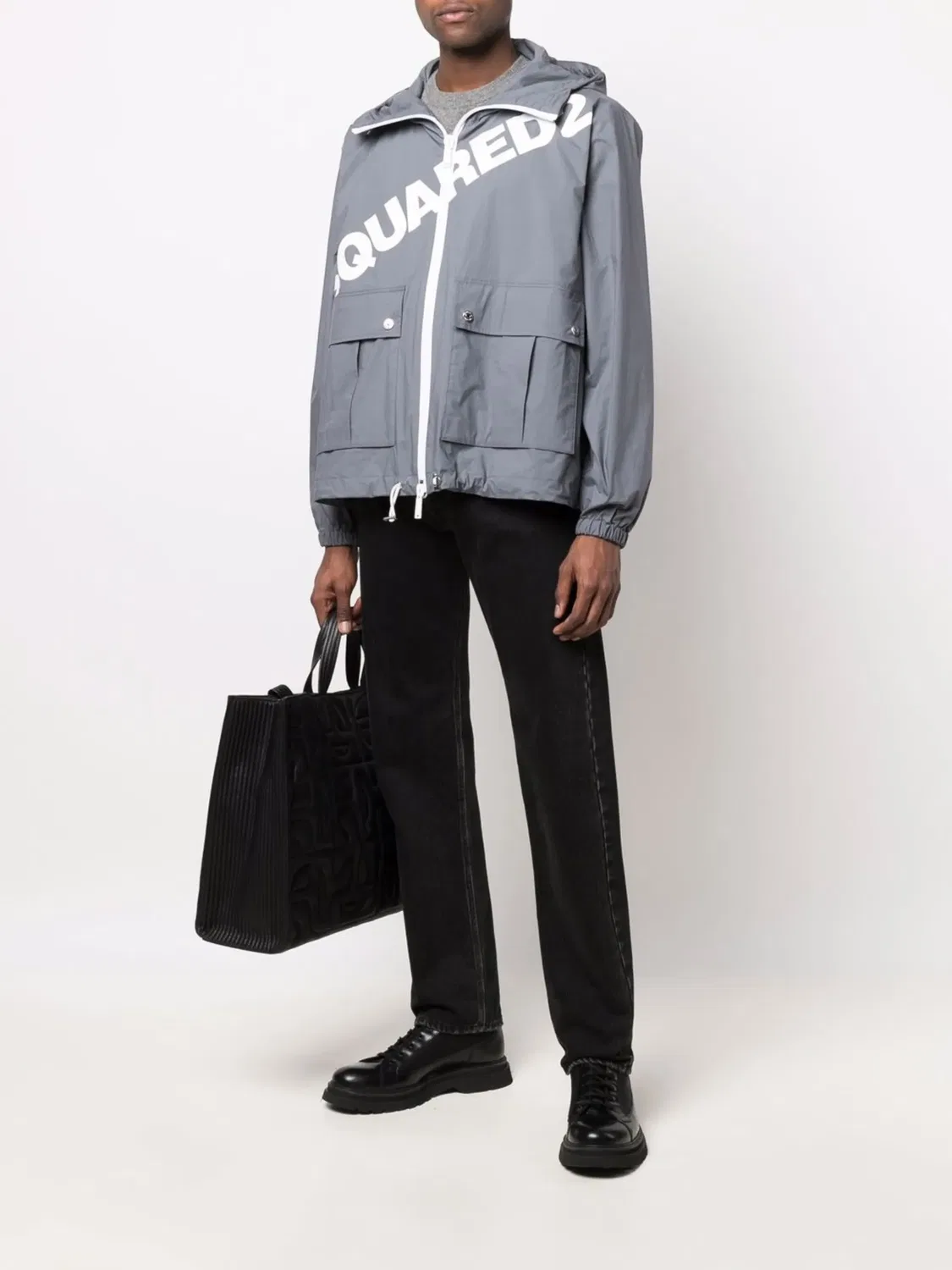 Куртка с капюшоном и логотипом в цвете цемента DSQUARED2, серый — фото 4