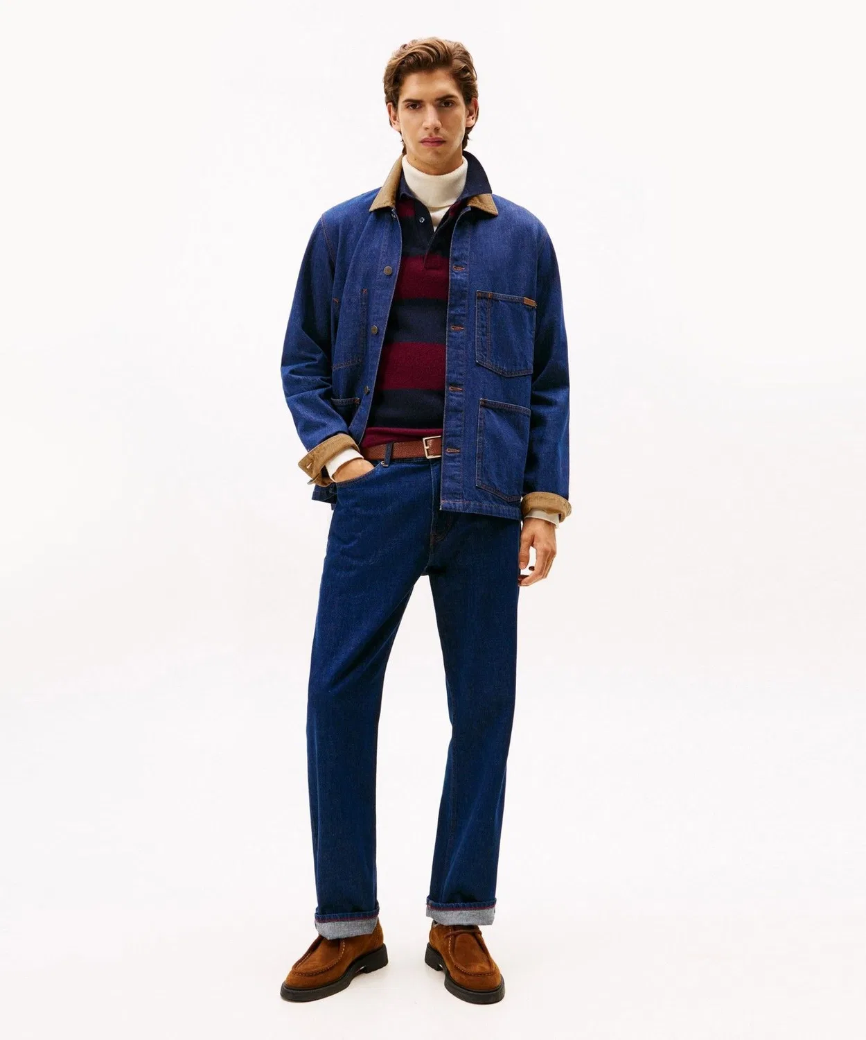 Мужская куртка-блузон из индиго-денима с хлопковым составом TOMMY HILFIGER, Indigo Blue — фото 3