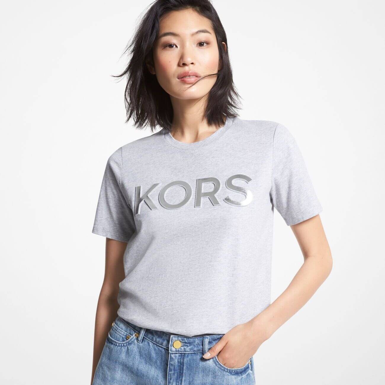 

Футболка Michael Michael Kors Logo Organic Cotton, серый