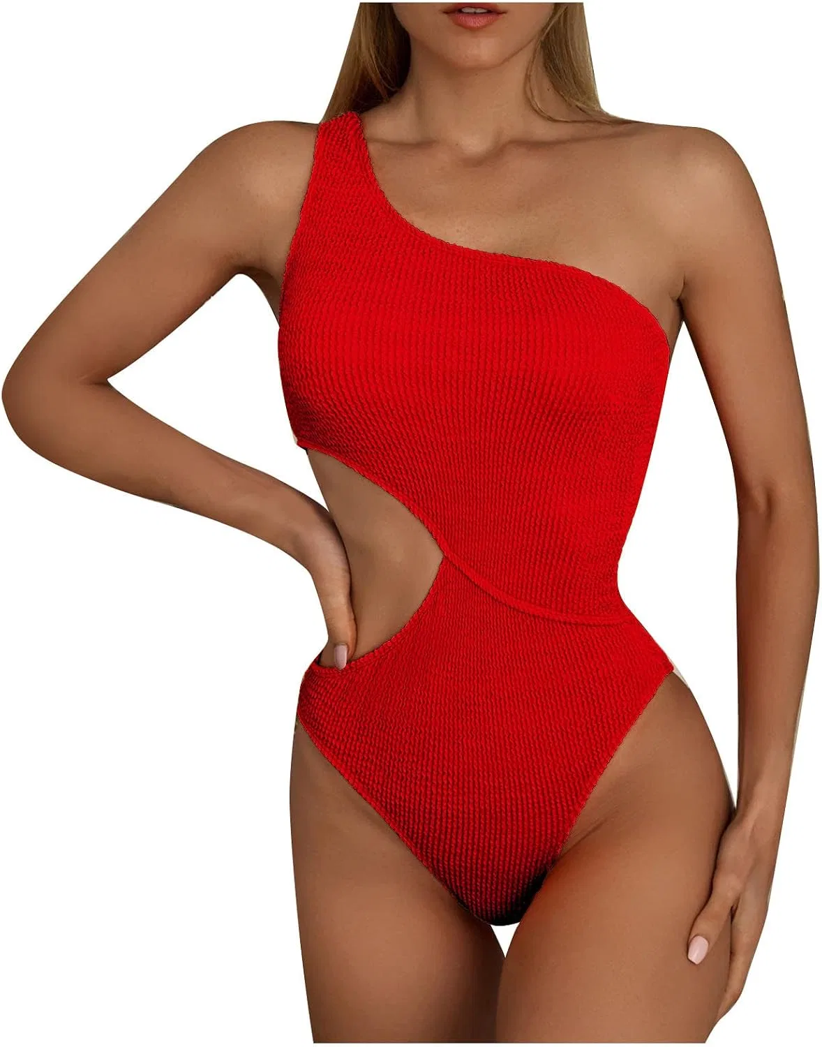 Женский цельный купальник с запахом V-образным вырезом Tummy Control, Red