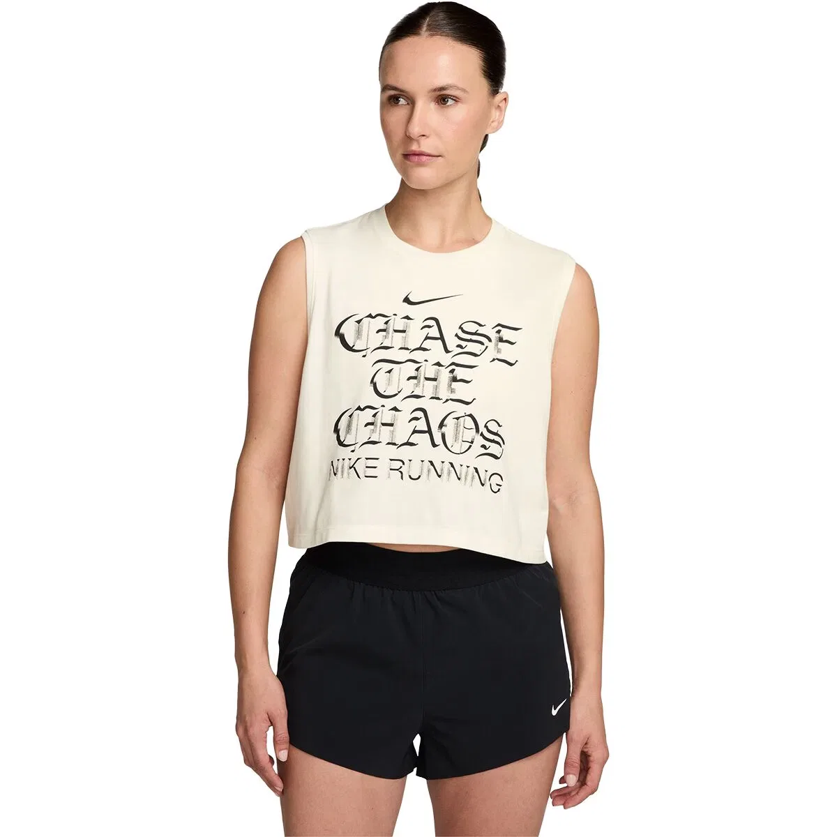 Женский топ без рукавов Dri-Fit Sleeveless Running Top Nike, Sail/Black
