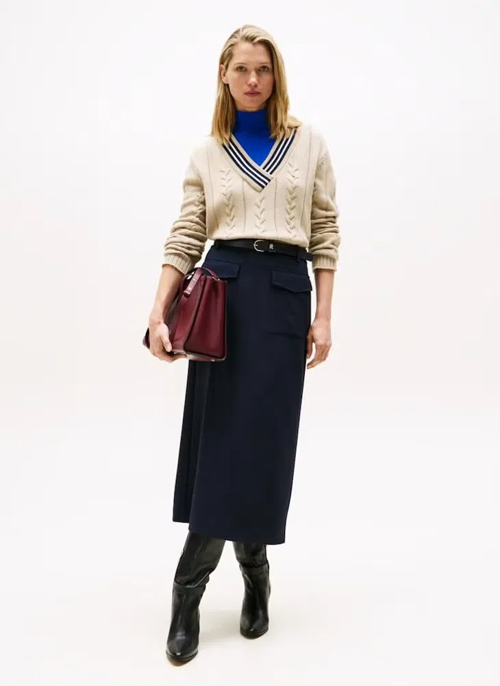 Юбка-миди со шлицей Tommy Hilfiger, синяя — фото 4