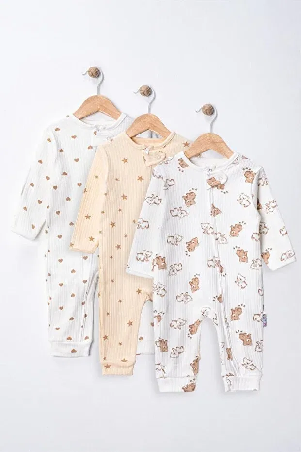 Детский комбинезон для новорожденных хлопковый комплект 3 шт Teddy Bear Star Patterned Enia Baby, Multicolor — фото 2