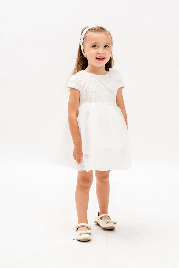 Детское платье для девочек из фатина с бантом Eray Kids, White