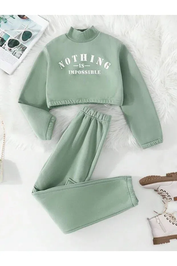 Детский комплект из свитшота и брюк с принтом Sportswear Mancy, Mintychili