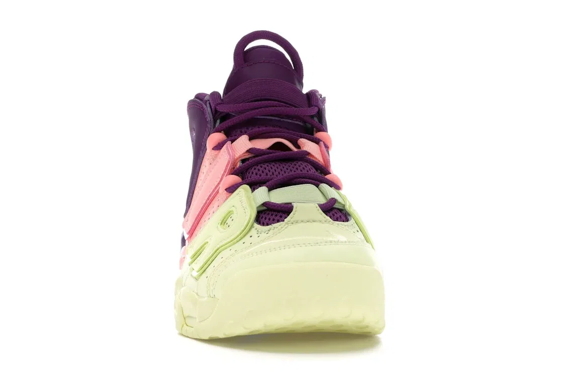Детские кроссовки для мальчиков и девочек с принтом Nike Air More Uptempo Nike, Citron Tint/Pink Tint-Night Purple — фото 2