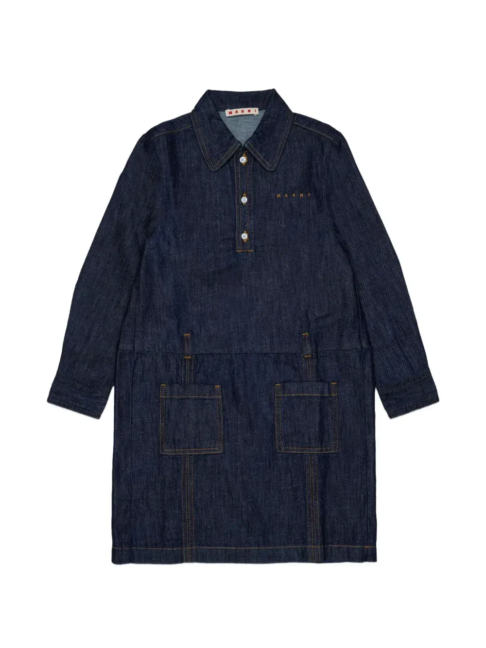 Платье с вышитым логотипом Marni Kids, синий