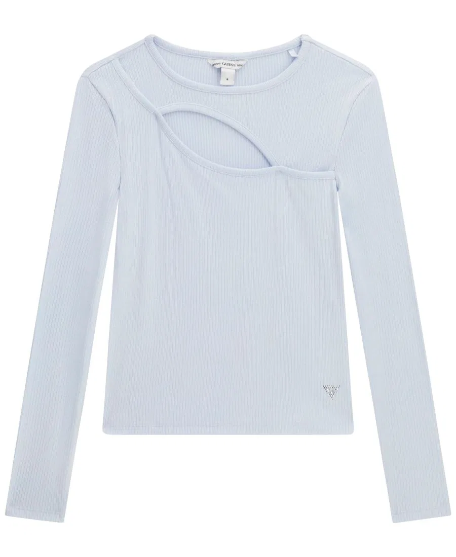Футболка с длинным рукавом с вырезом GUESS, Airway Blue