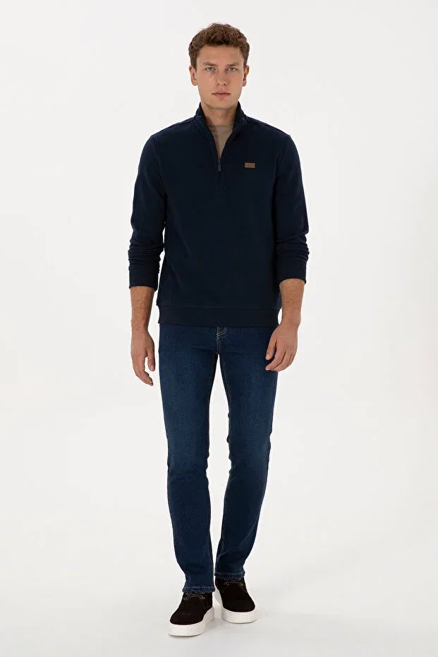 Мужские свитшот с воротником-поло на молнии U.S. Polo Assn., Navy Blue — фото 4