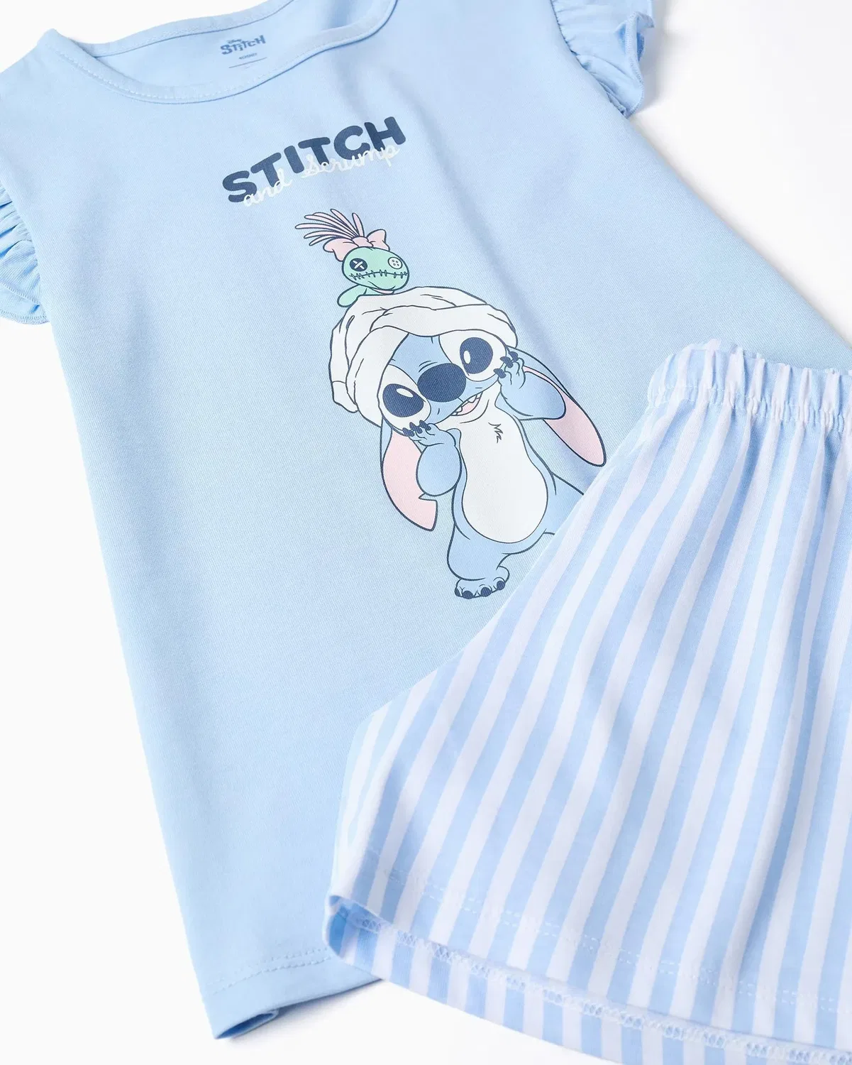 Детская пижама для девочек хлопковая с принтом Stitch Zippy, Azul Claro — фото 2