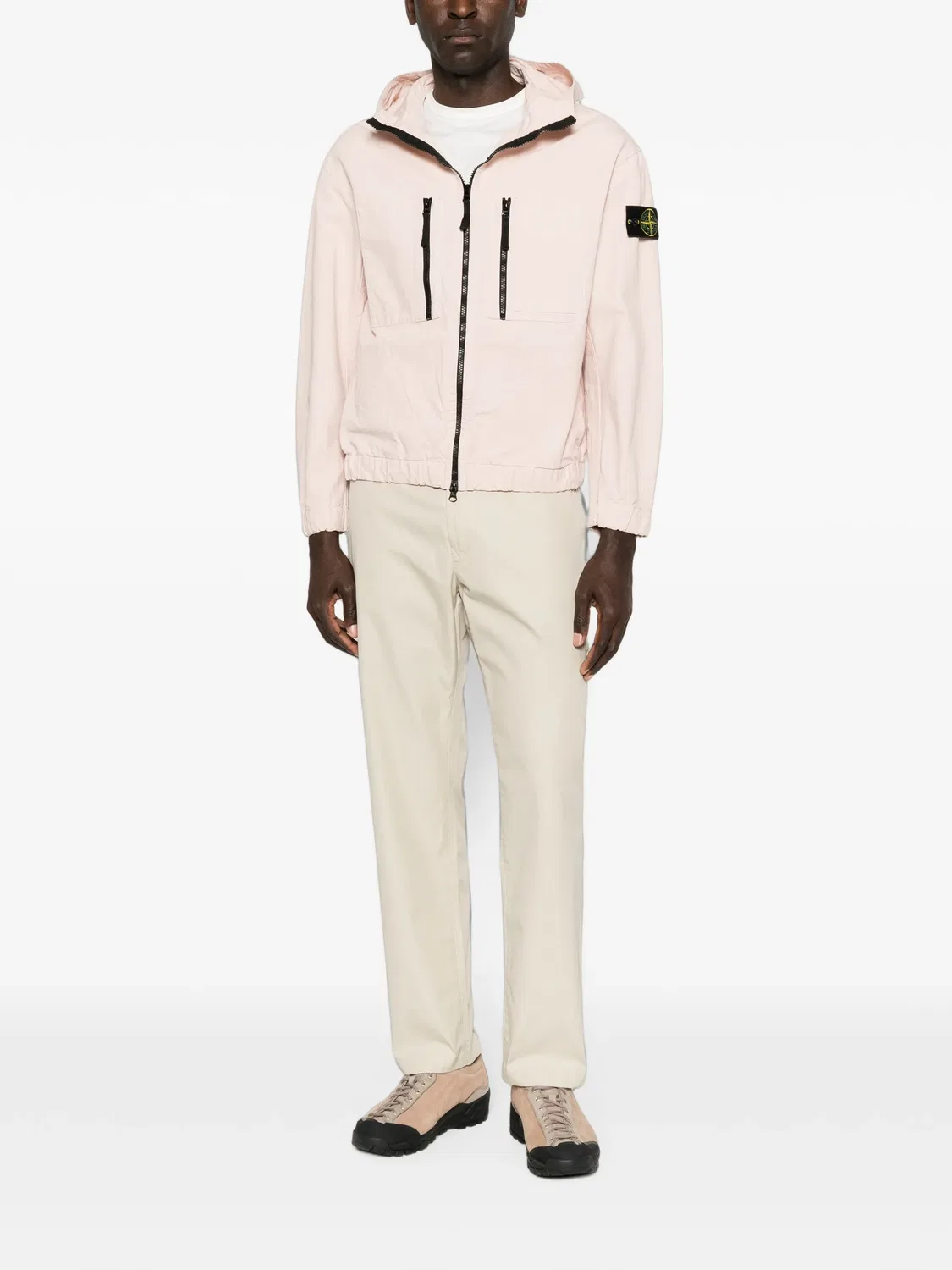 Куртка с капюшоном на молнии, розовая Stone Island, розовый — фото 4