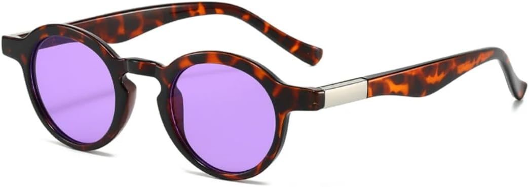 

Модные маленькие круглые двухцветные солнцезащитные очки для женщин в стиле ретро с прозрачным градиентом и защитой от УФ-излучения UV400 для мужчин HHZZYVY, Leopard Purple