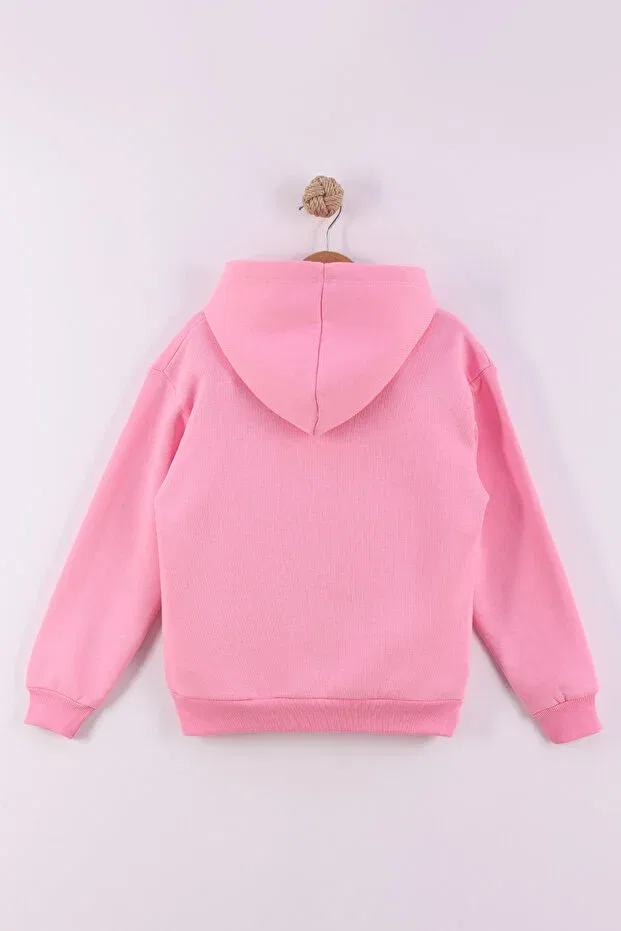 Детские свитшот для девочек с капюшоном Kangaroo pocket hooded winter 3 thread sha fleece-lined weatshir Lovexi, Pink — фото 4