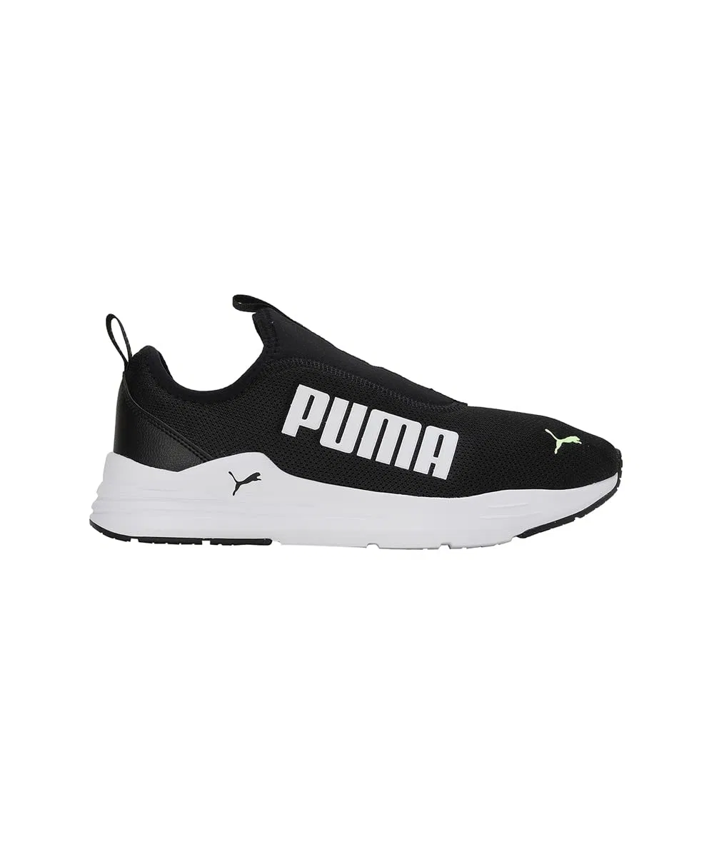 Детские кроссовки с синтетической кожи PUMA Rickie AC PS, Black White Fast Yellow — фото 3