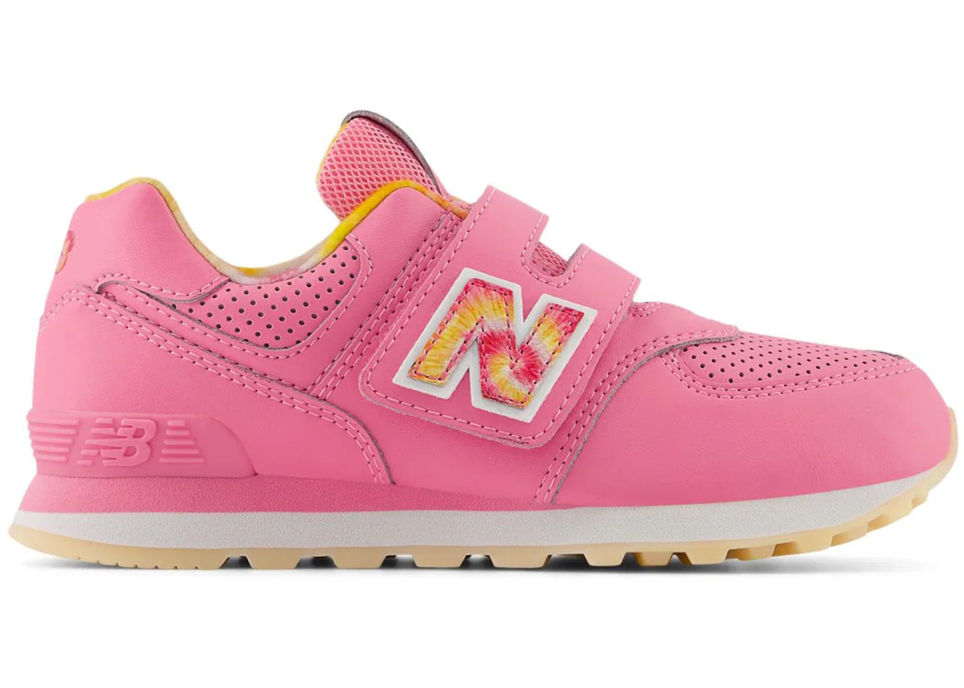 Детские кроссовки New Balance 574 Hook and Loop, цвет Signal Pink/Clementine