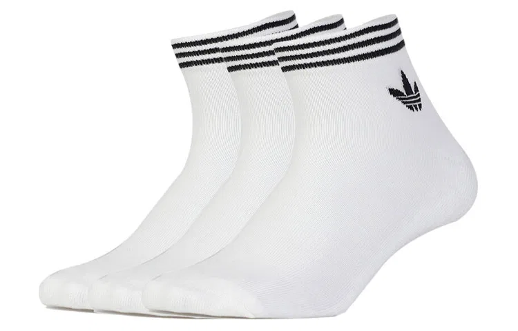 Детские носки-невидимки с логотипом Adidas Originals, комплект из 3 пар, White