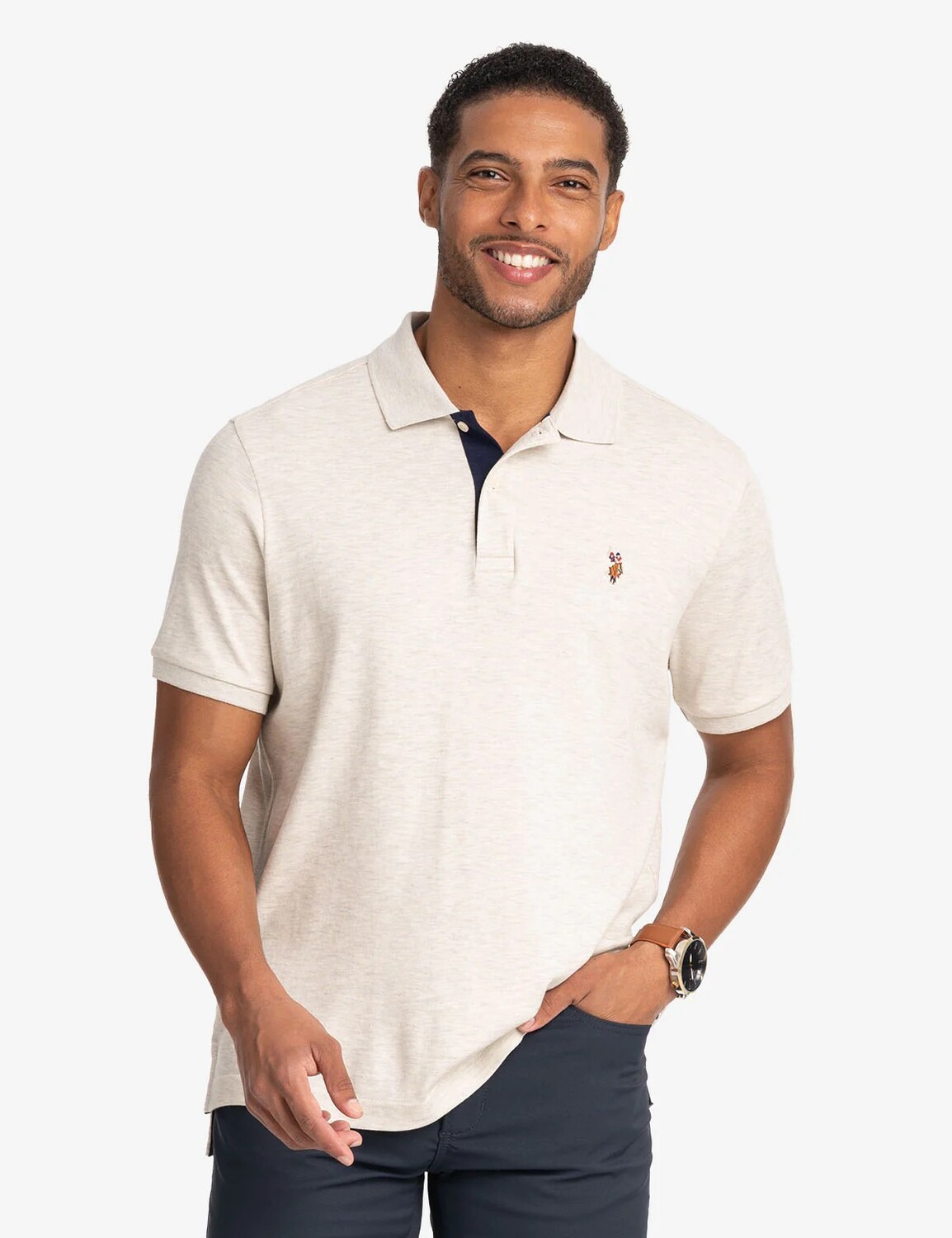 

Футболка поло U.S. Polo Assn. Multi Color Logo Interlock, светло-бежевый